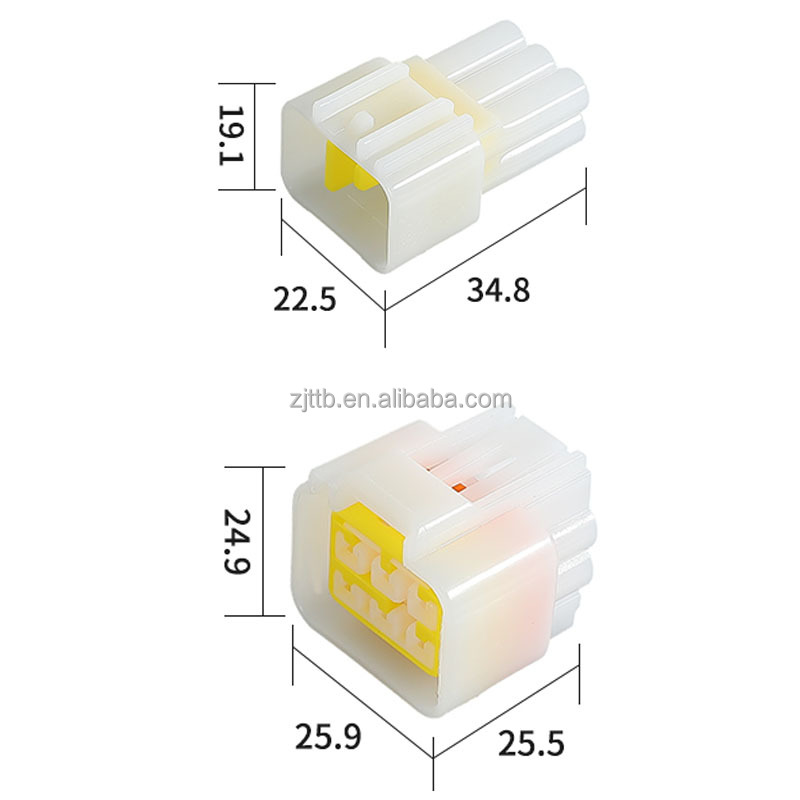 2.3 Automotive Waterproof Connector 6p Electric Vehicle Connector Wiring Terminal 3-hole Male Female Pair Plug Wire Harness Plug