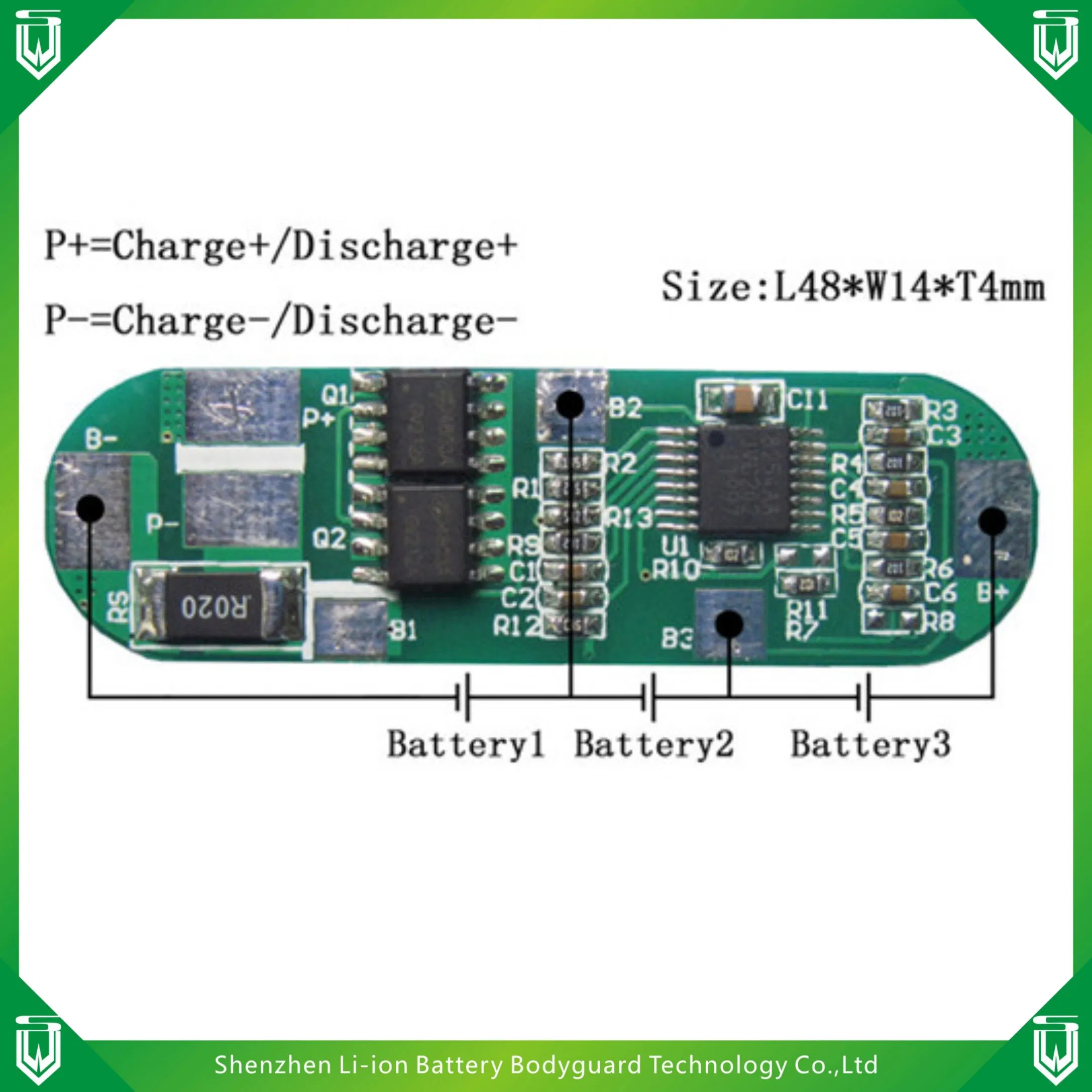 Factory Direct Provide 3s/4s Li-ion 18650 PCB Board 4A 11.1V /14.8V Battery Management System BMS
