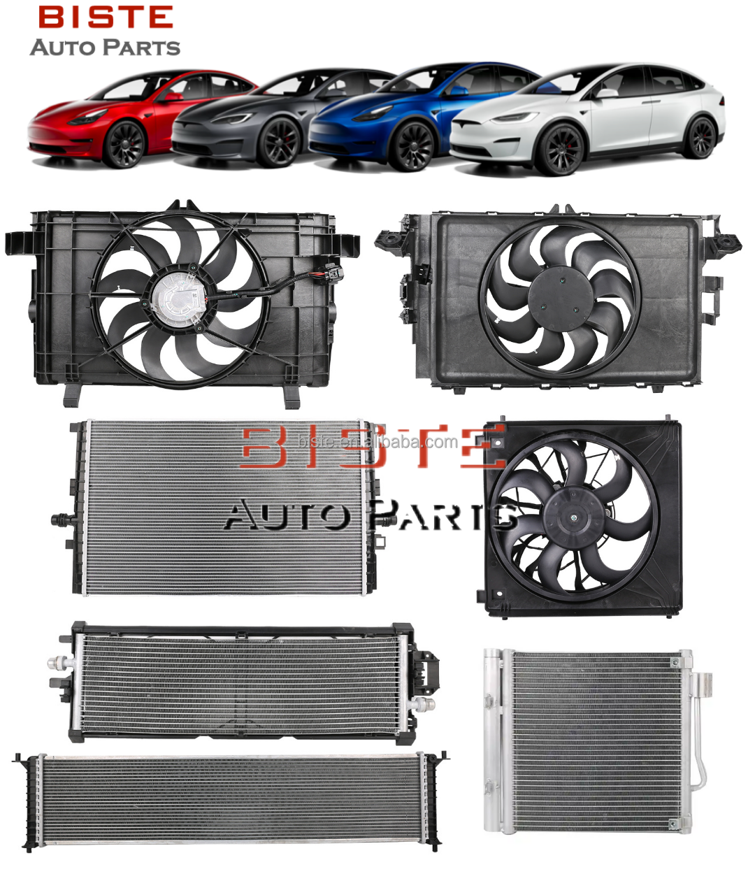 New BISTE Factory Direct Sale EV Parts Cooling System Radiator Condenser for Tesla Model 3 Y X S with 12 Months Warranty