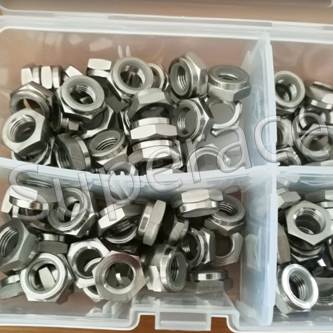 Lightweight GR5 Titanium 1/2"-20 UNF Thin Half Hex Nylon Insert Lock Nut Sprint Car Parts, Race Car Chassis Parts