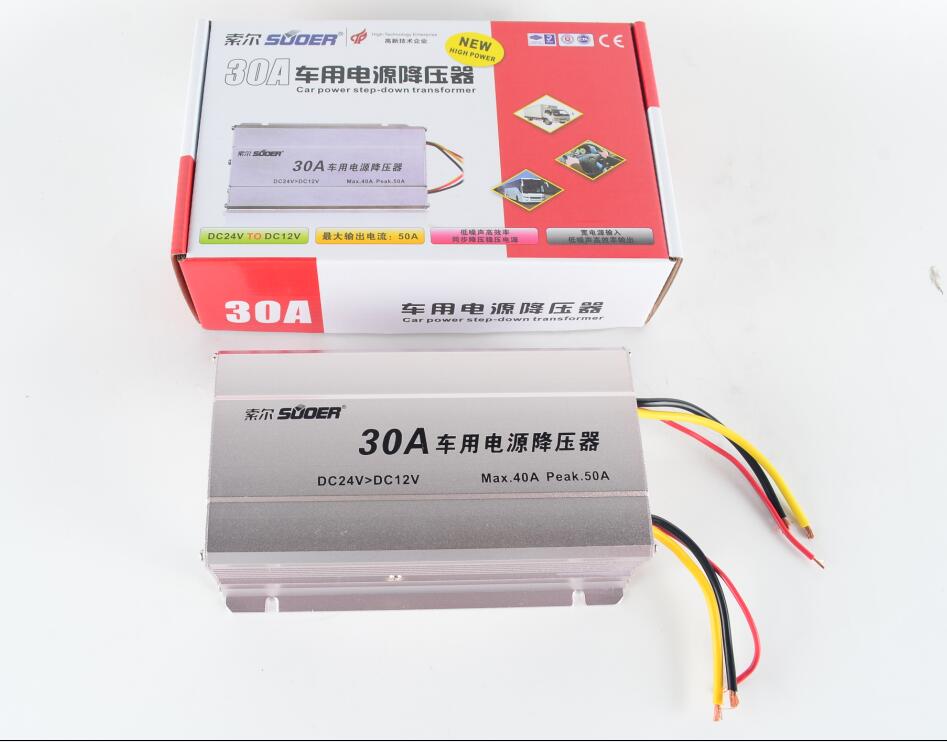 SUOER SE-30A DC 24V to DC 12V Car Power Converter 30A Car Step Down Transformer DC Power Buck Converter