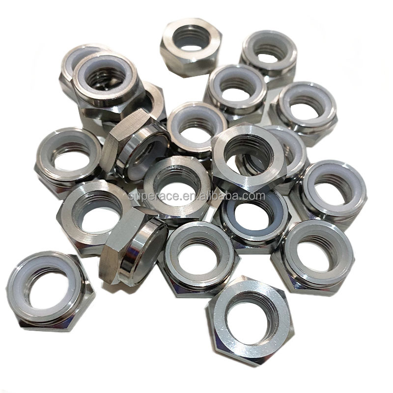 Lightweight GR5 Titanium 1/2"-20 UNF Thin Half Hex Nylon Insert Lock Nut Sprint Car Parts, Race Car Chassis Parts