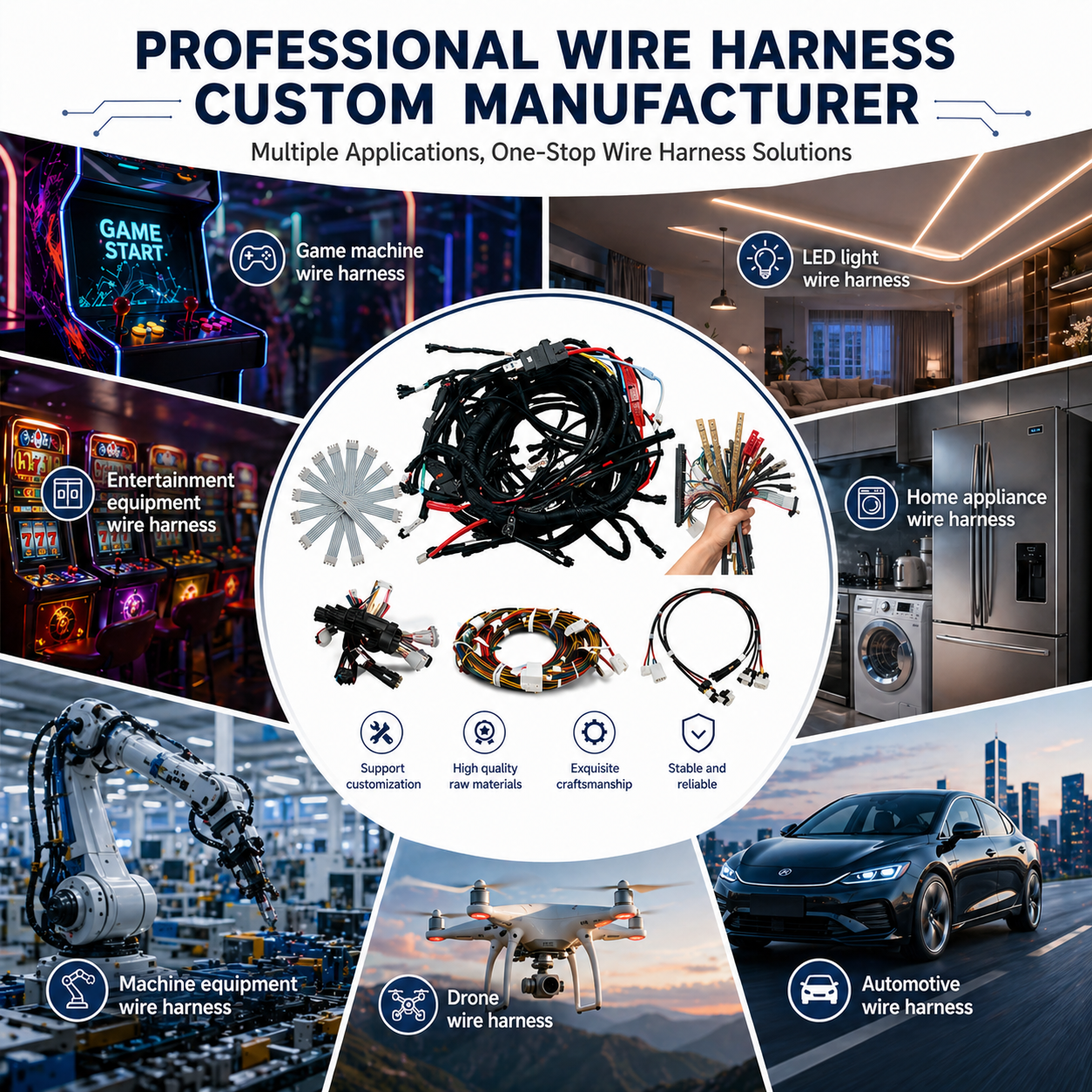 Custom JST Wire Harness Cable Assembly SH GH ZH PH XH Micro Connector OEM Manufacturer MOQ10pcs Small Batch
