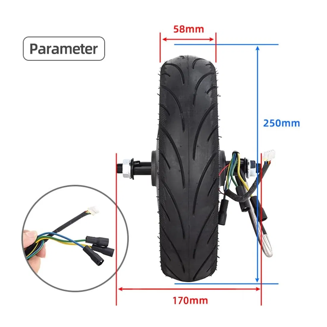 Rear Drive Wheel Solid Rubber Tire Brushless DC BLDC Motor Electric Scooter Hub Motor