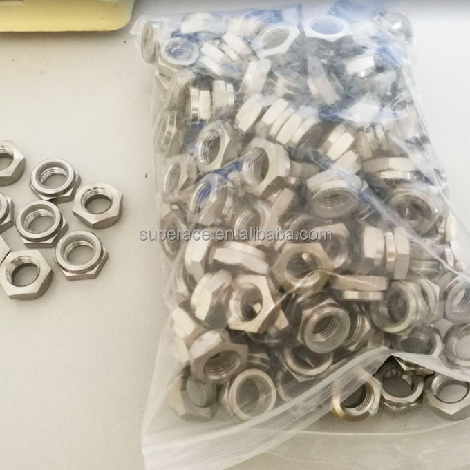 Lightweight GR5 Titanium 1/2"-20 UNF Thin Half Hex Nylon Insert Lock Nut Sprint Car Parts, Race Car Chassis Parts