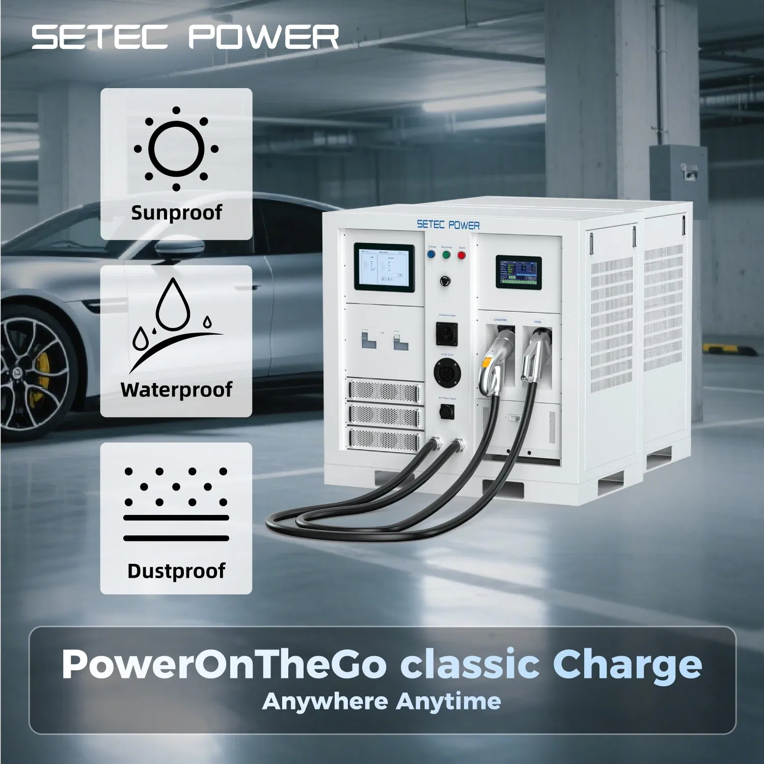 SETEC POWER 30kWh-1MWh Emergency battery Storage system with DC Fast Ev Charger