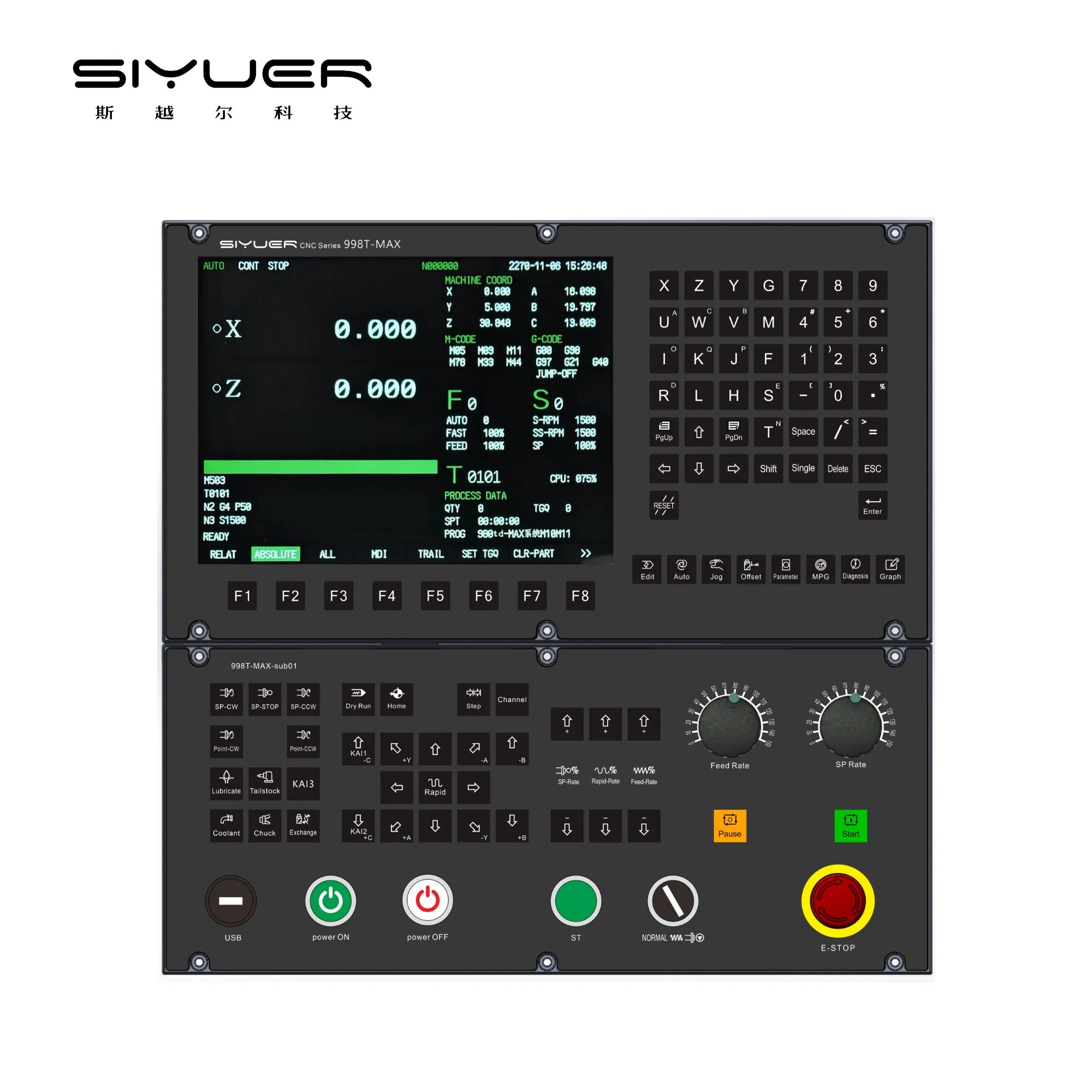 Siyuer 998t-Max for CNC Lathe Turning Center Machine Atc Macro with Servo Motor and Driver CNC Controller Tool Holder