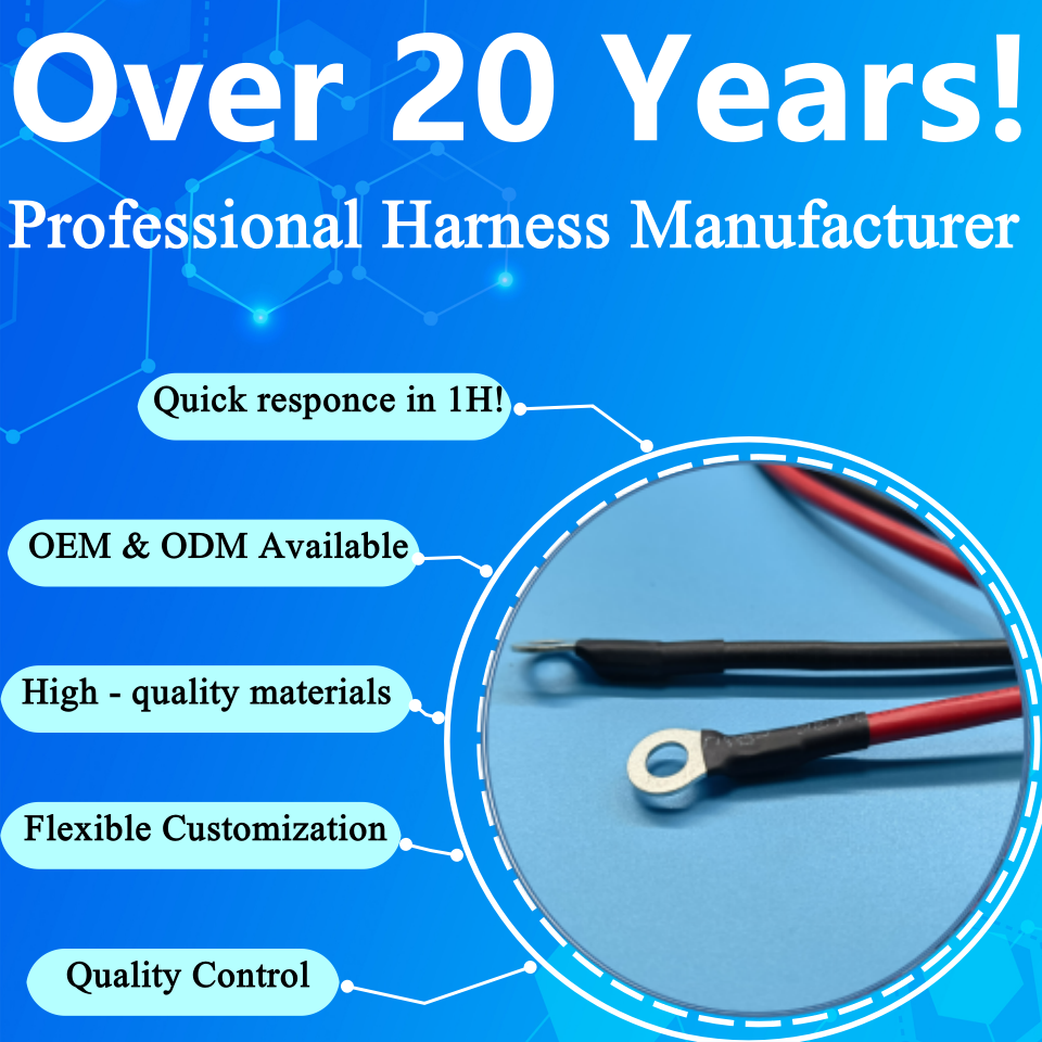 OEM ODM High Voltage Tin Plated Copper Jumper Cable Rubber Custom Length Wiring Harness for Automobile EV Car ATV Motorcycle