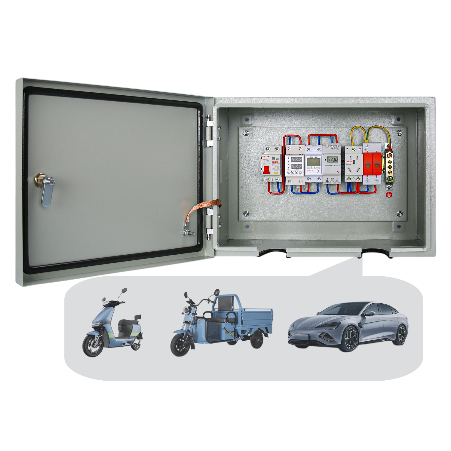 Outdoor Electric Vehicle Charging Distribution Box Waterproof EV Charger Protection Distribution Cabinet With Leakage Protection