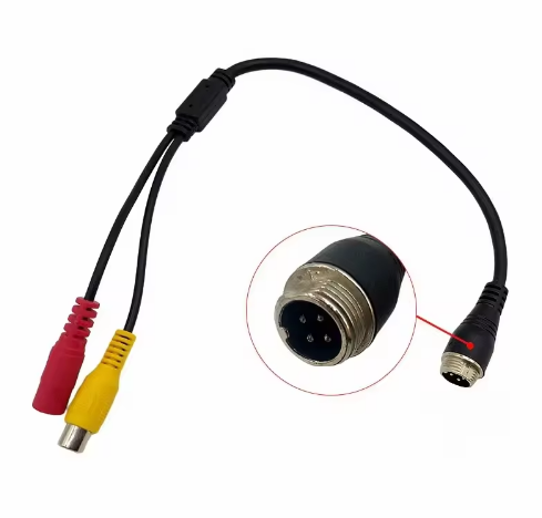 4 Pin Aviation Male To RCA AV Video DC Power Cable MDVR DVR Car Camera Harness