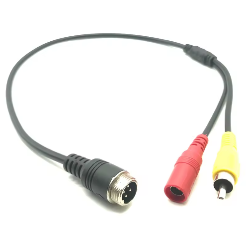 4 Pin Aviation Male To RCA AV Video DC Power Cable MDVR DVR Car Camera Harness
