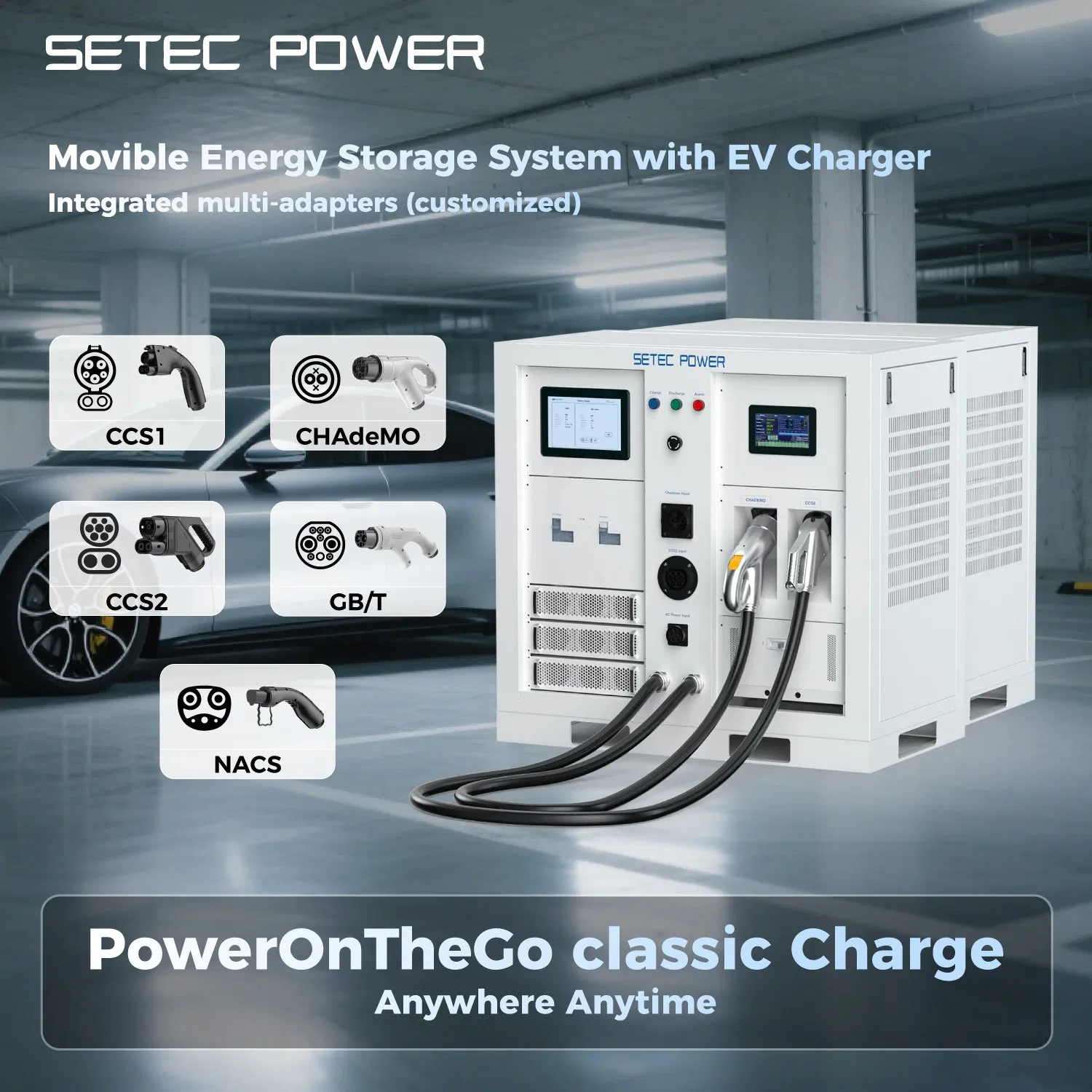 SETEC POWER 30kWh-1MWh Emergency battery Storage system with DC Fast Ev Charger