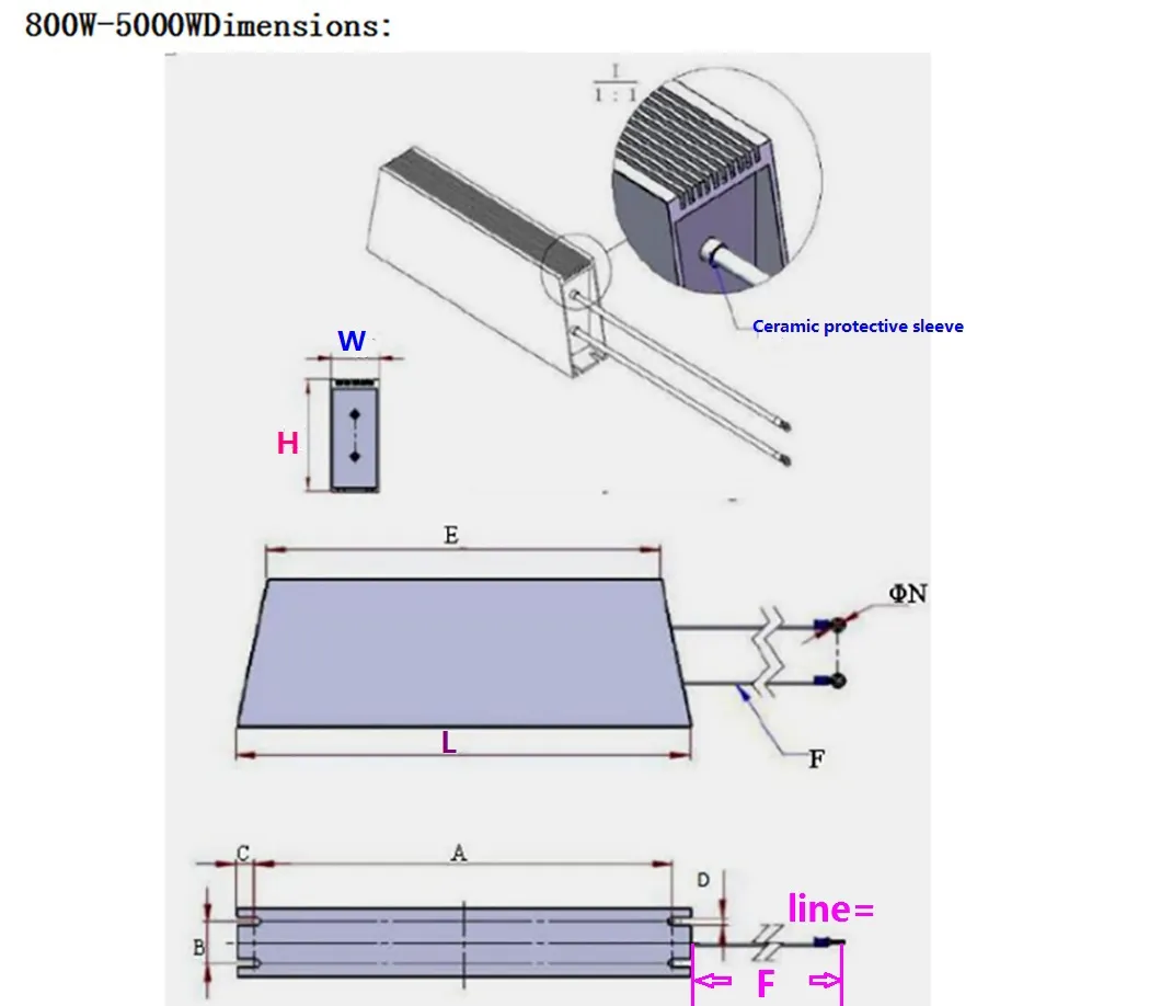 4800W 19 Ohm Brake Resistor, Regenerative Resistors for Elevator, Aluminum Body