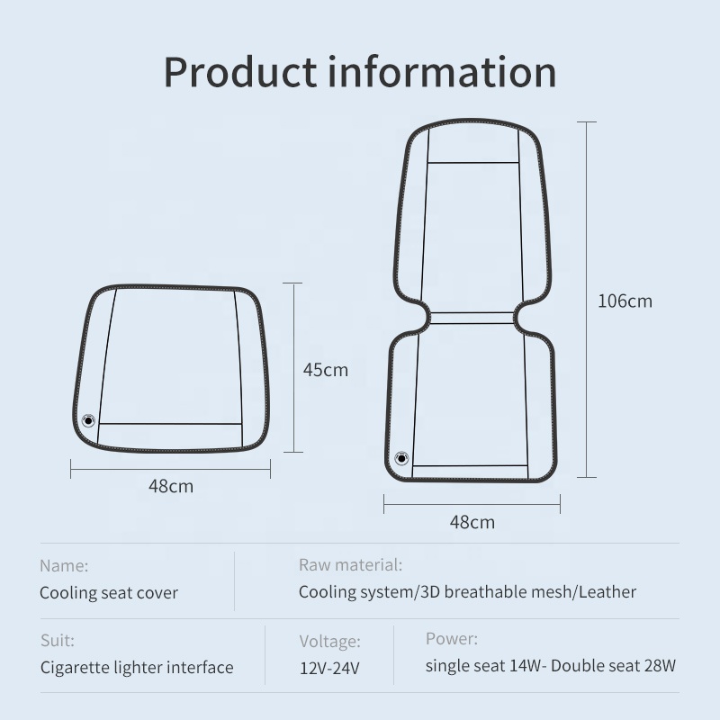 12V 24V Universal Car Cooling Seat Ventilation Cushion Air-Cooling Fan Pad Breathable Car Seat Cover With Adjustable Cooling