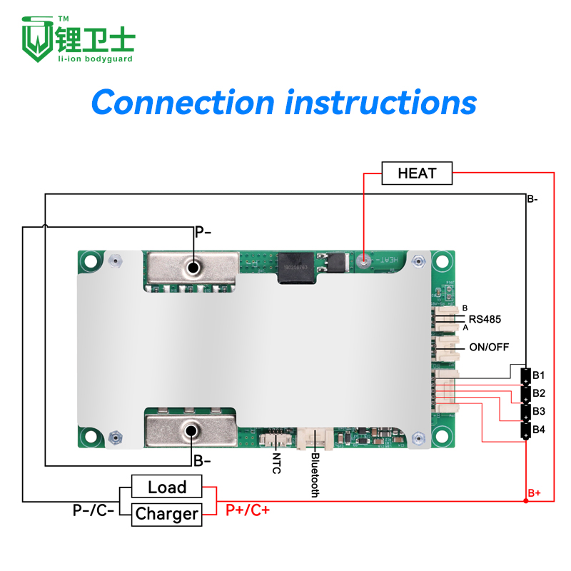 Smart BMS 3s 4s 50A 100A LiFePO4 RS485 Canbus Li-ion Bt Battery Management System BMS