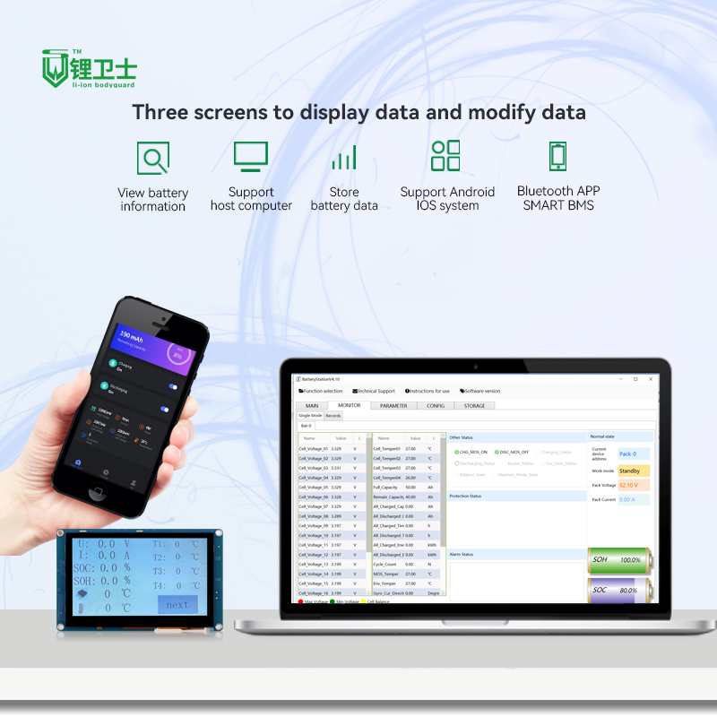 BMS LiFePO4 6s 8s 16s 24V 48V 100A 200A Smart BMS Battery Management System for Lithium Ion Battery Pack