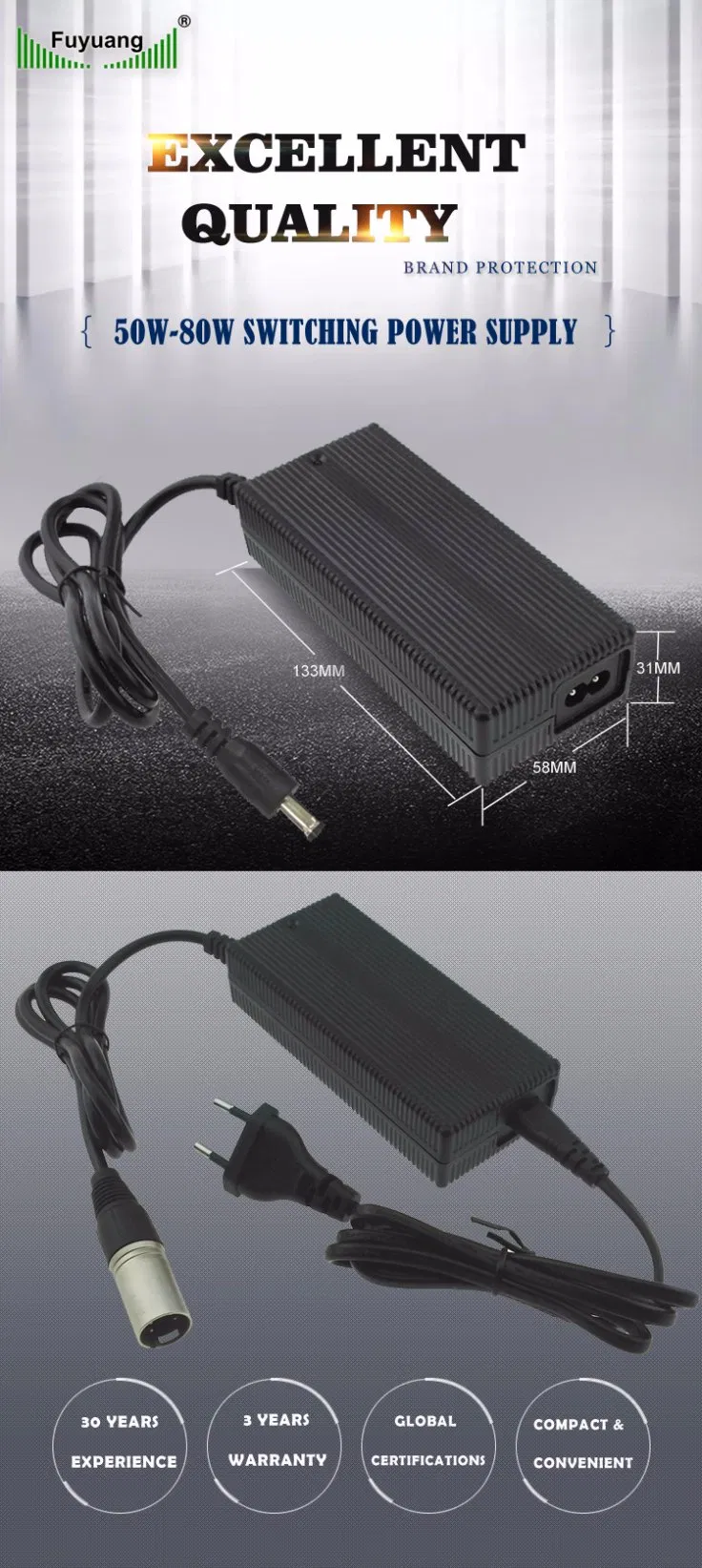 42V 2A Universal Electric Scooter Hoverboard Charger FY4252000