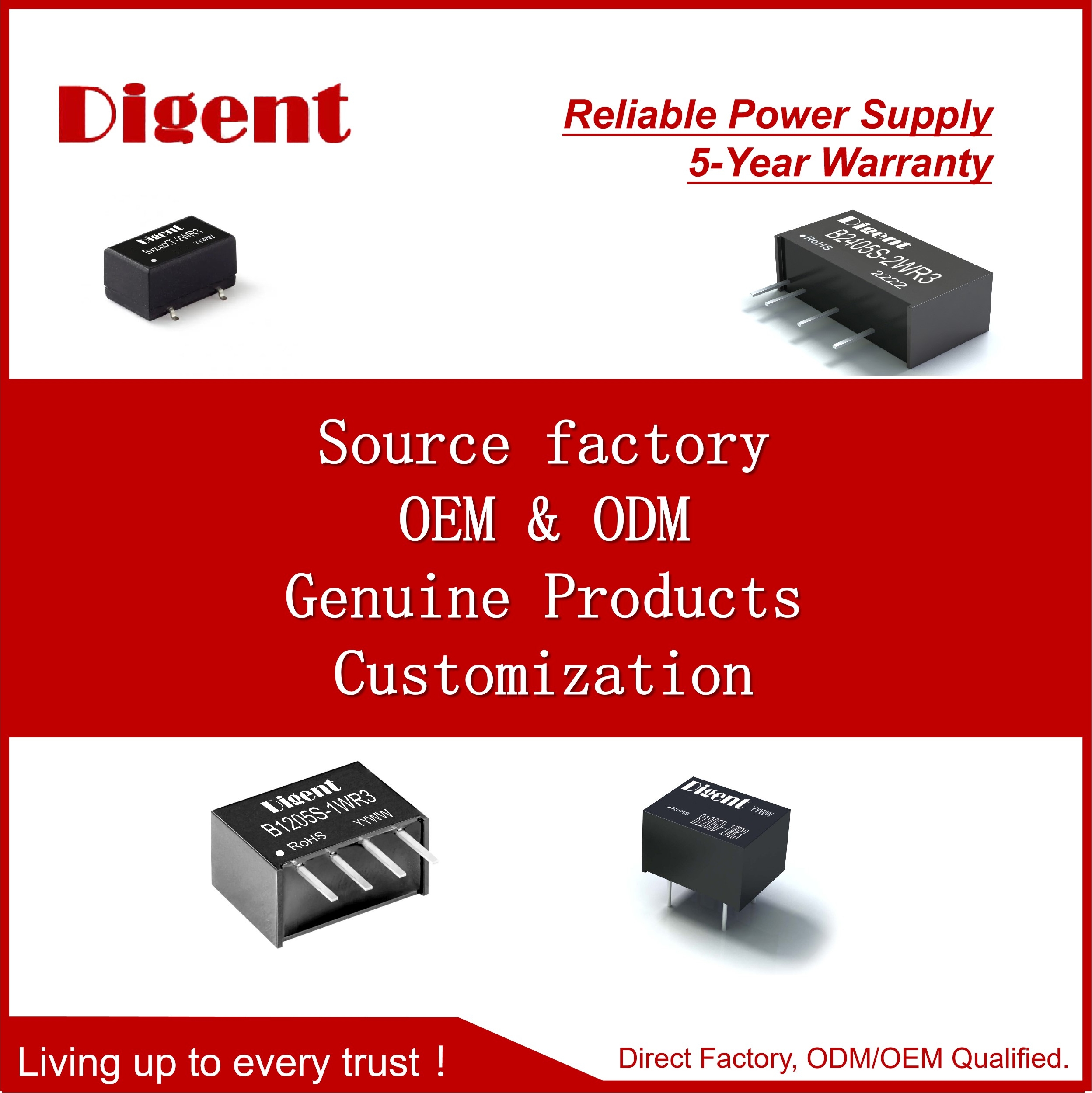10W Digent DC-DC Converters,1500VDC URB2405YMD-10WR3 Ultra-Wide Voltage Input , Unregulated Double Output