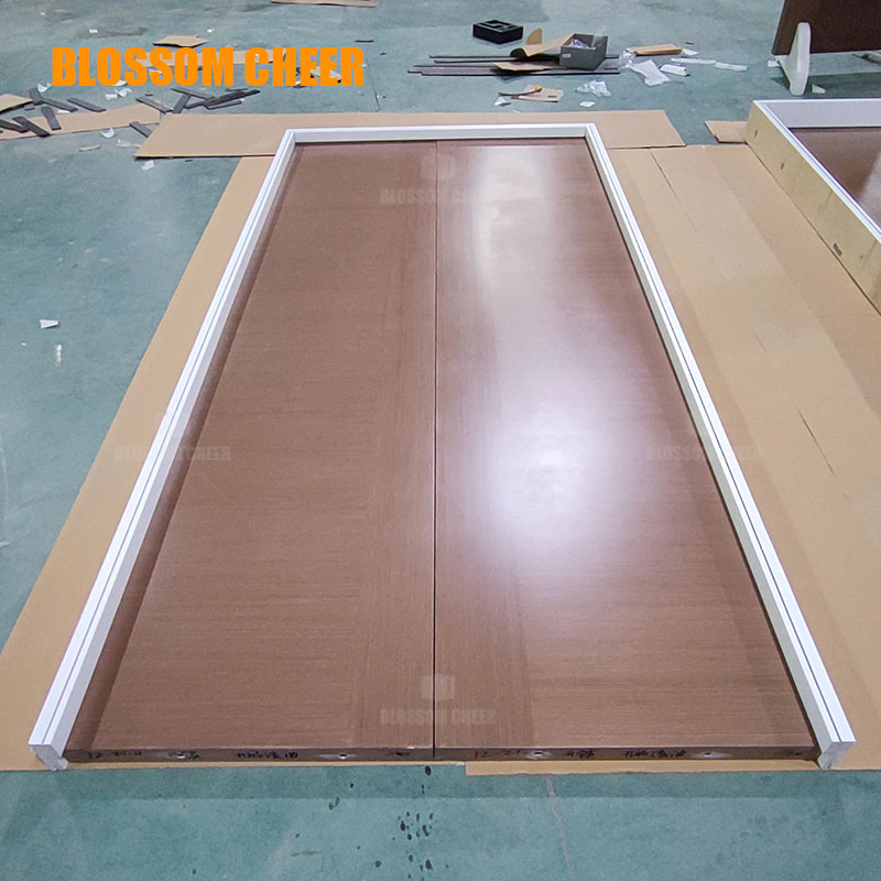 Wood Veneer Painting Material Modern Room Oak Solid Wooden Sliding Pocket Door