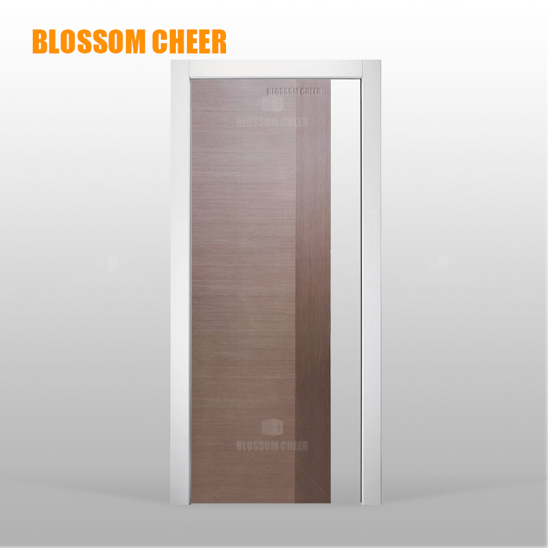 Wood Veneer Painting Material Modern Room Oak Solid Wooden Sliding Pocket Door