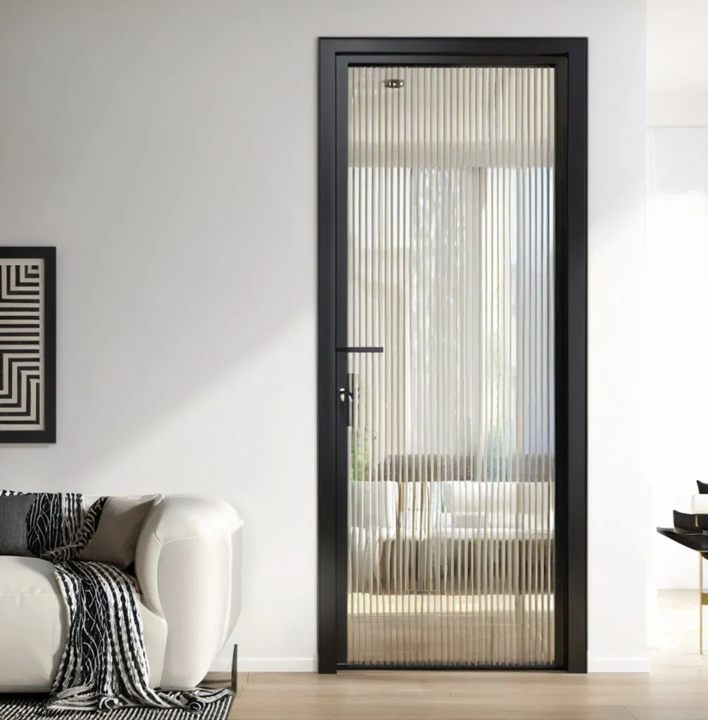 Aluminum Pocket Door Frosted Glass Slim Frame Space Saving for Aluminum Washroom Doors