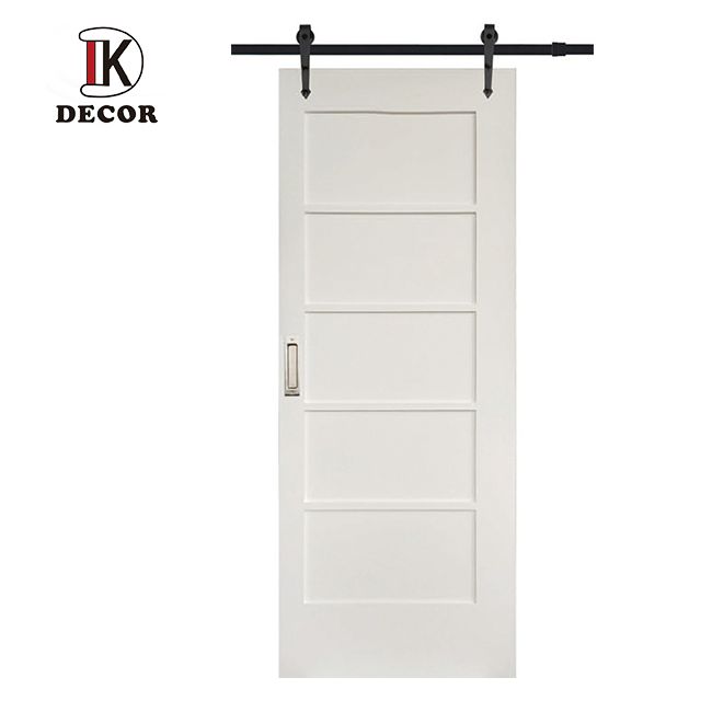 Solid Core Wood Primed Shaker Barn Door Interior Shaker White Doors with Hardware