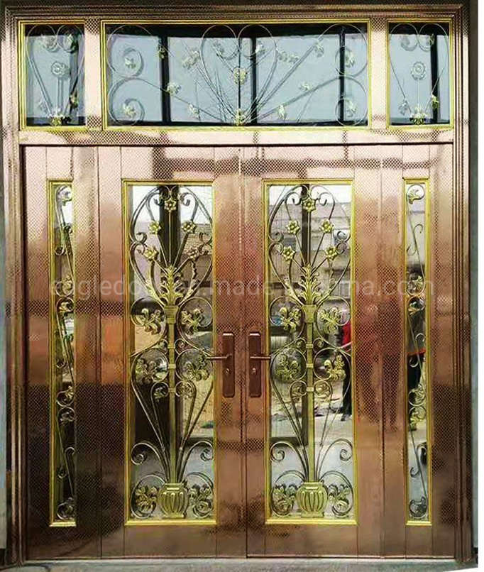 Modern Stainless Steel Exterior Entrance Double Leaf Storm Doors for House Factory