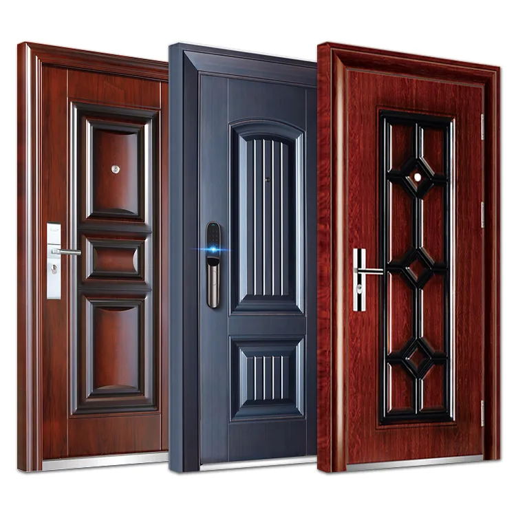 China Factory Single Double New Turkish Design Turkey Exterior Secure Metal Door Homes Entrance Morden Front Entrance Exterior Iron Metal Security Steel Door
