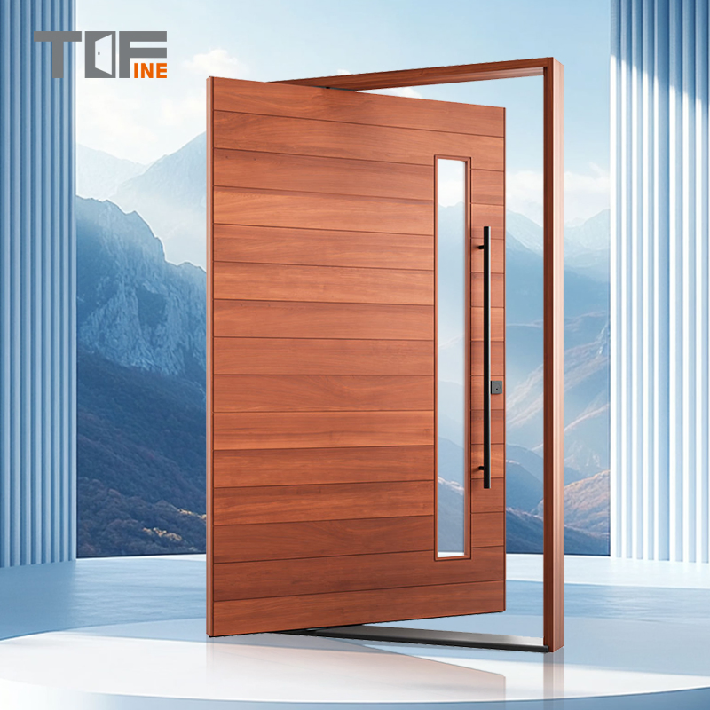 Cheap Slimline 180 Degree 60 Inch Large Black French Aluminium Exterior Metal Glass Security Front Entry Pivot Door with Frame