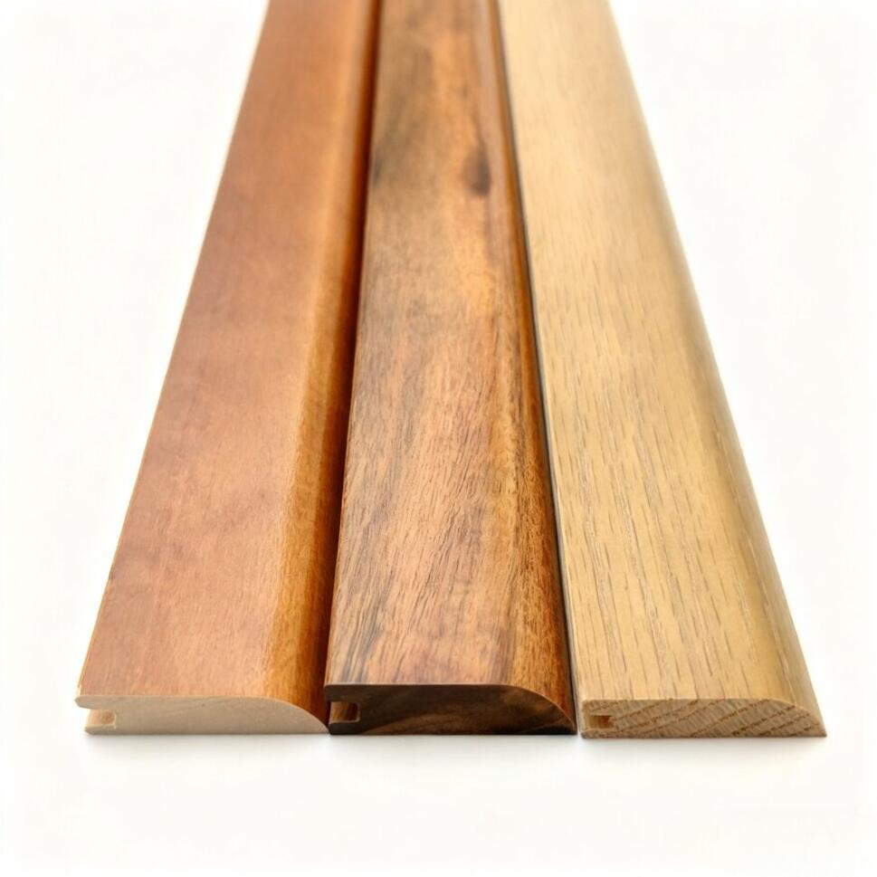 Customizable Hardwood Threshold for Doorway Transitions Between Rooms