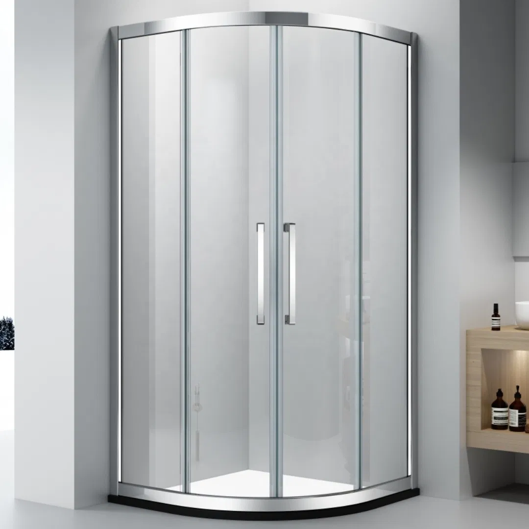 Popular Design Aluminum Frame Curved Corner Bathroom Screen Sliding Door Glass Shower Cabin