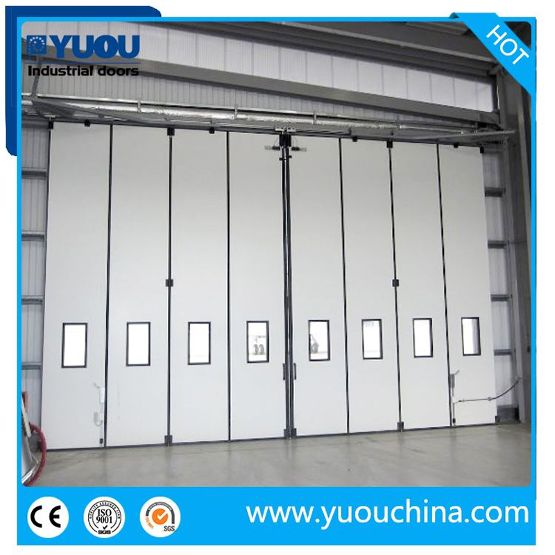 Exterior Big Size Industrial Automatic Motorized Electric Sandwich Panel Thermal Insulated Bifold Folding Door for Warehouse or Factory or Hangar