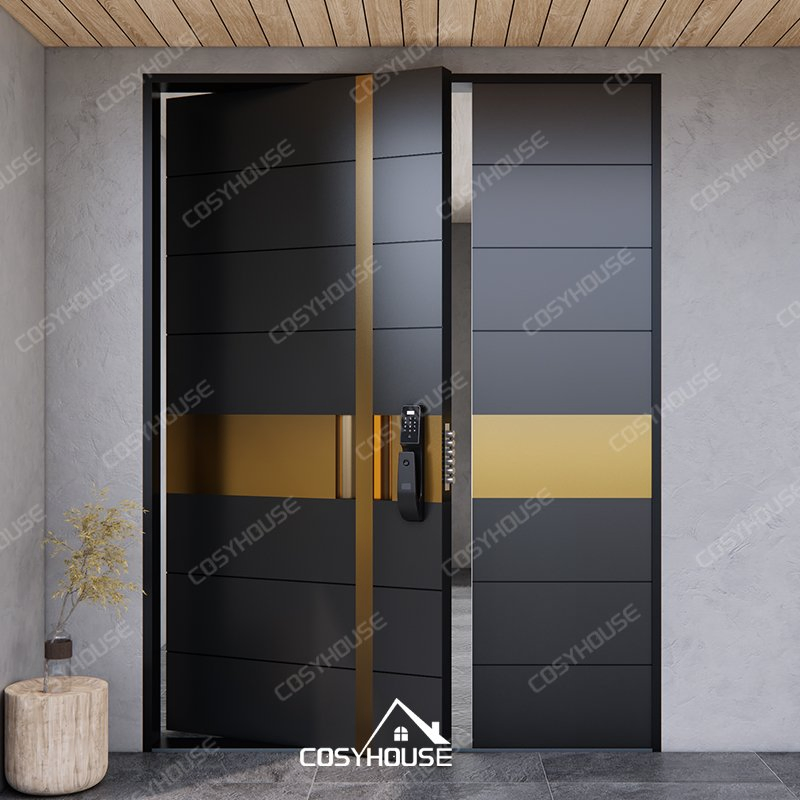Storm-Resistant Copper Color Aluminum Swing Door with High-Security Locking System