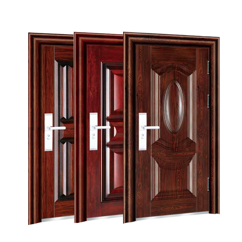 China Factory Exterior Metal Door Aluminum Simple Steel Entry Security Door Simple Design Security Steel Door Modern Steel Entrance Door for House Home