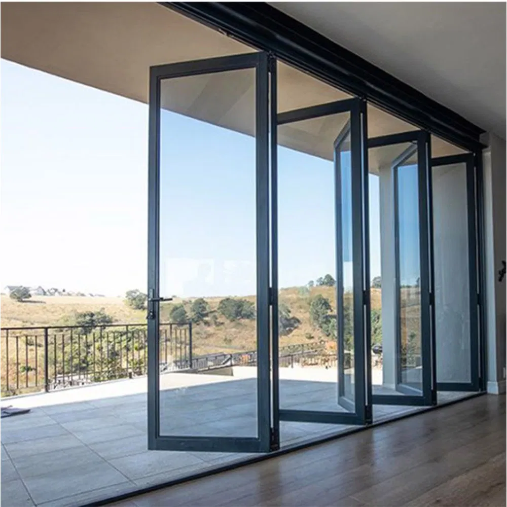 Exterior Weather Proof North America Standard Nfrc Aluminium Glass Folding Doors Bifold Doors for Project