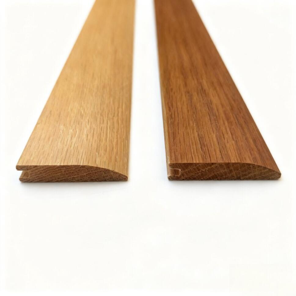 Customizable Hardwood Threshold for Doorway Transitions Between Rooms