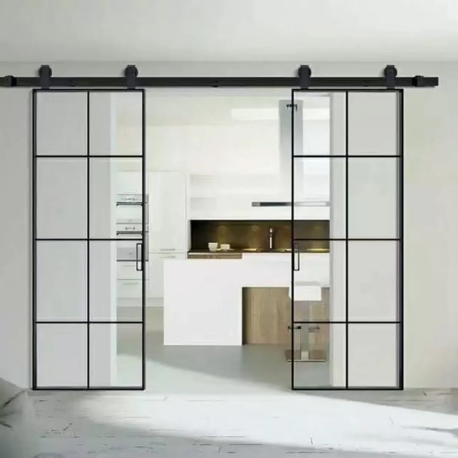 Barn Sliding Pocketphantom Gatehidden Bookshelf Solid Wood Wooden Aluminum Alloy Glass Study Room Customize Door