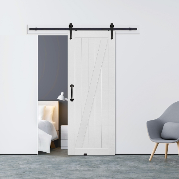 Customize Double Sliding Pocket Pivot Solid MDF HDF Barn Wood Door Interior Room Composite Wooden Door Sliding Hinge