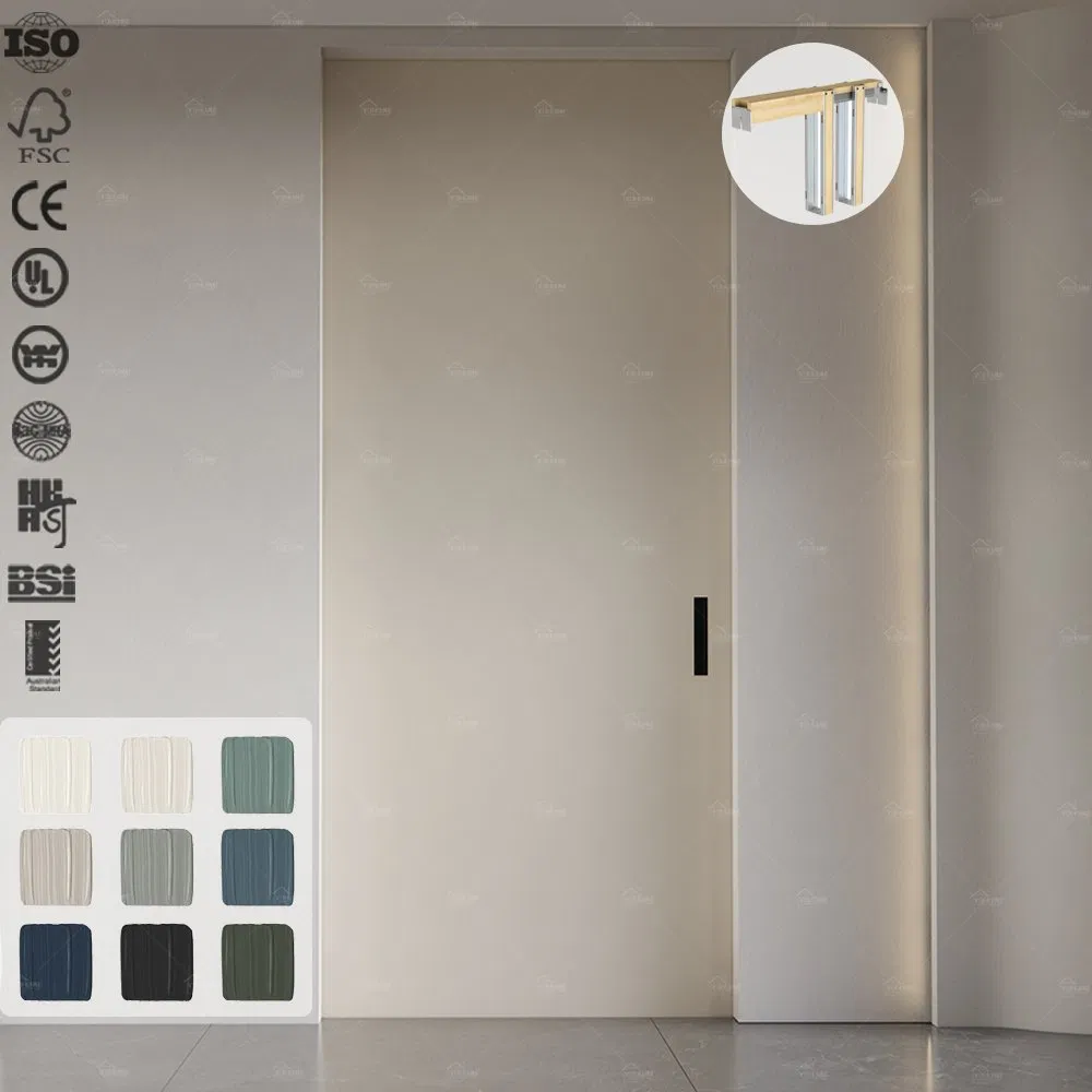 USA Approved Custom Apartment Contemporary Pocket Doors Sound Insulation Wooden Pocket Doors Interior Black Pocket Door