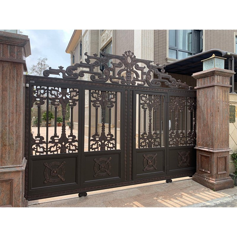Chinese Traditional Aluminum Sliding Automatic Gate House Motorized Patio Entrance Door