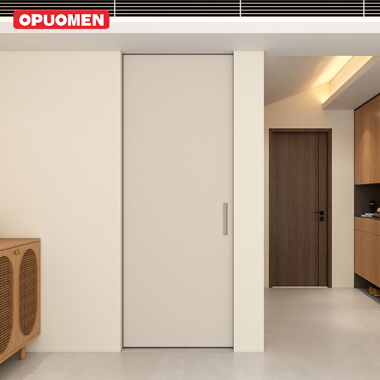 Interior Sliding Wooden Pocket Door Slim Frame Frameless Pocket Telescope Sliding Door