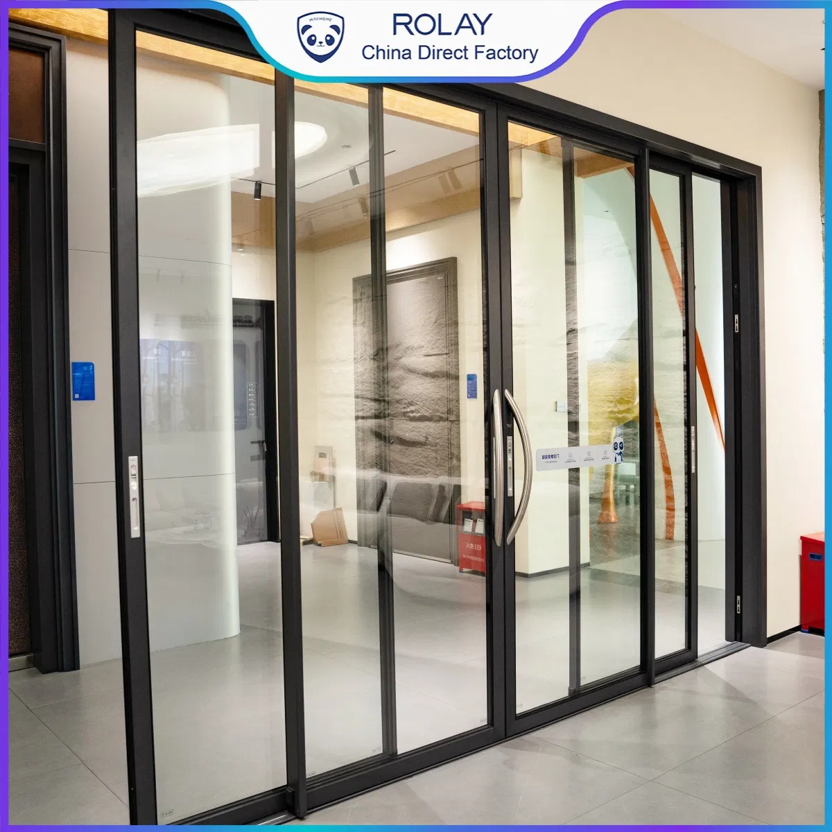 Rolay Security Door Exterior Door Factory High Sealing Performance Anti-Pinch Hands Anti-Bruising Buffuring Quiet Closing Modern French Design Sliding Door