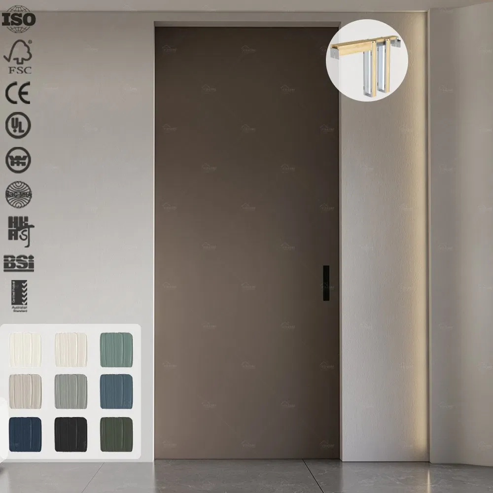 USA Approved Custom Apartment Contemporary Pocket Doors Sound Insulation Wooden Pocket Doors Interior Black Pocket Door