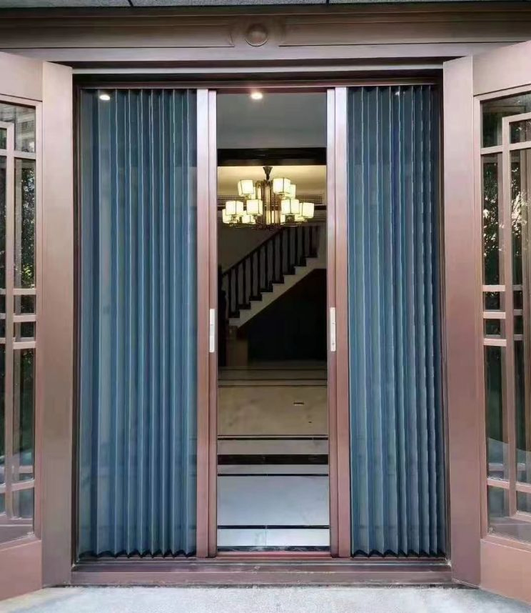 Low Rail Aircraft Wheel Folding Screen Door Diamond Mesh Sliding Sand Door Insect Animal Proofmetal Window Door Screen