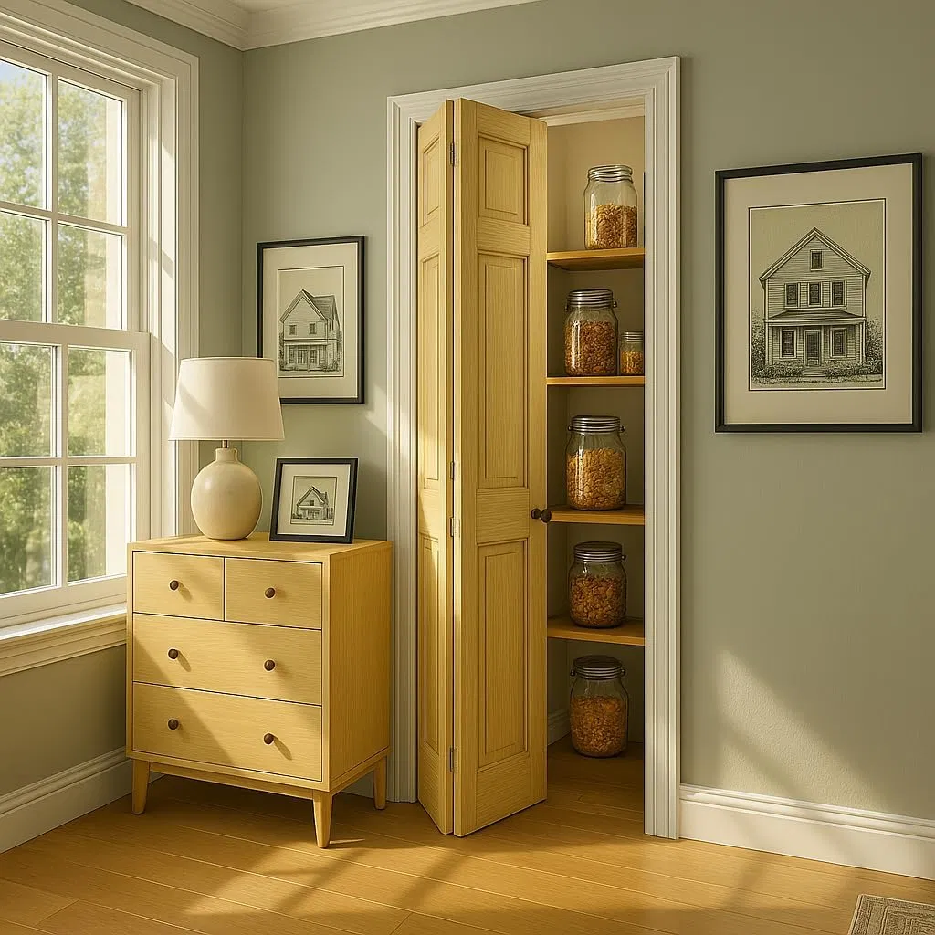 Painted Bifold Folding Customized Wooden Door for Storage Room