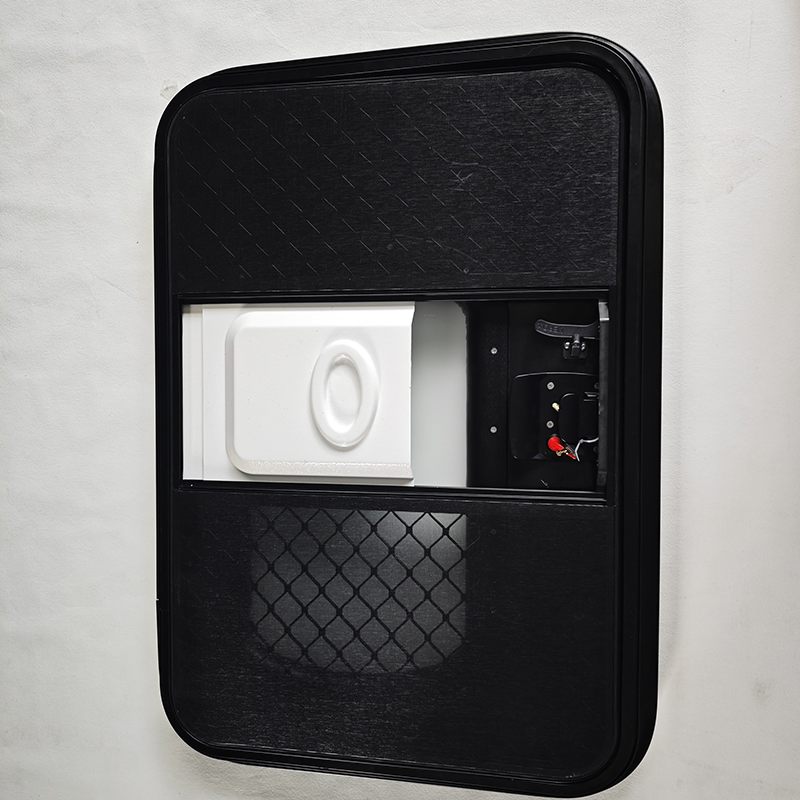 Maygood Radius Corner Caravan RV Door with Screen Door Black Color 620*900mm