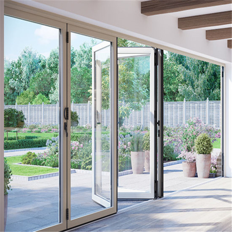 Aluminum Bifold Patio Folding Glass Doors Outswing Energy Efficient Bifold Glass Door