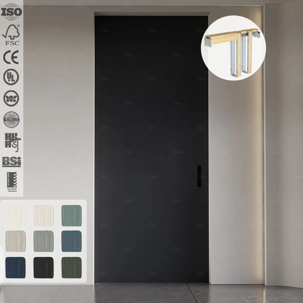 USA Approved Custom Apartment Contemporary Pocket Doors Sound Insulation Wooden Pocket Doors Interior Black Pocket Door