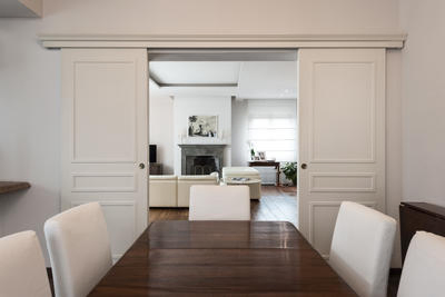 Customize Double Sliding Pocket Pivot Solid MDF HDF Barn Wood Door Interior Room Composite Wooden Door Sliding Hinge