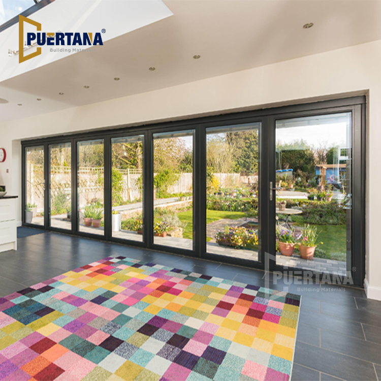 Outdoor Exterior Aluminium Stacking Bifold Accordion Folding Sliding Panoramic Patio Slide Turn Door System